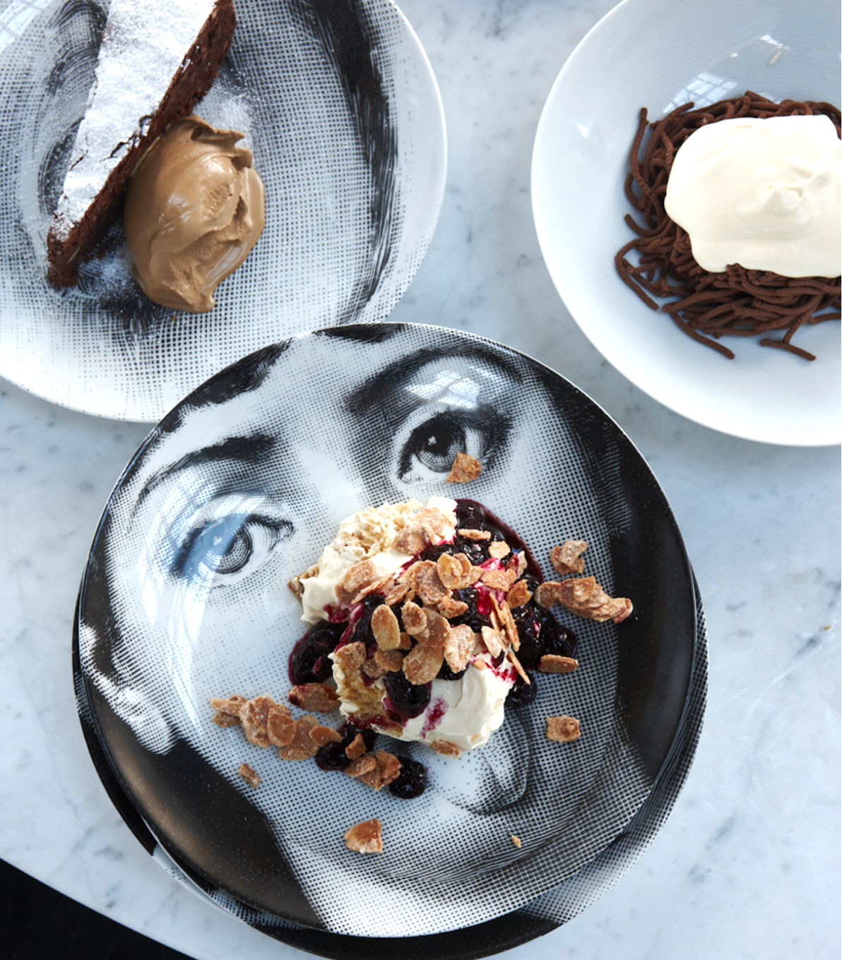 Meringue dessert plated and ready to serve